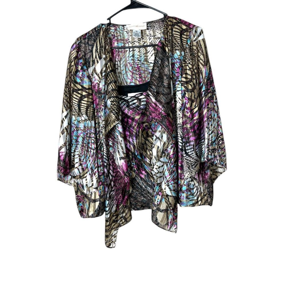 Jeanne Alexander 2 Pc Open Front Cardigan & Tank Top XL